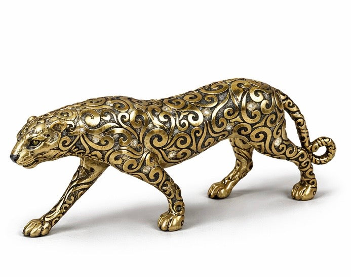 Decorative Leopard Figurine - realistic handcrafted Animal Sculpture.