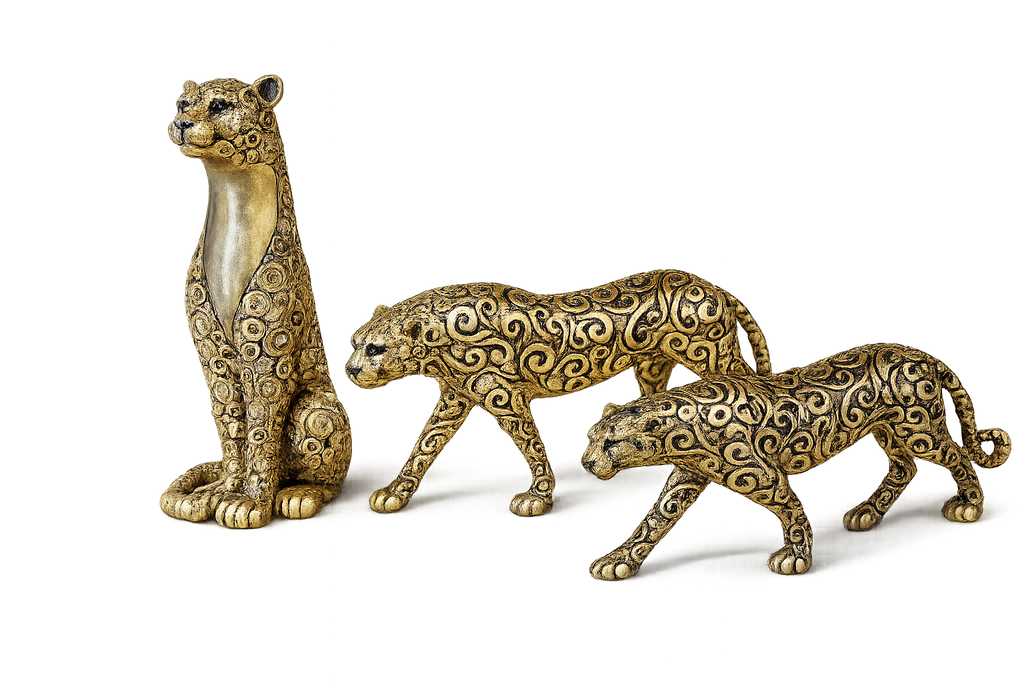Decorative Leopard Figurine - realistic handcrafted Animal Sculpture.