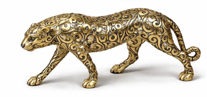 Decorative Leopard Figurine - realistic handcrafted Animal Sculpture.